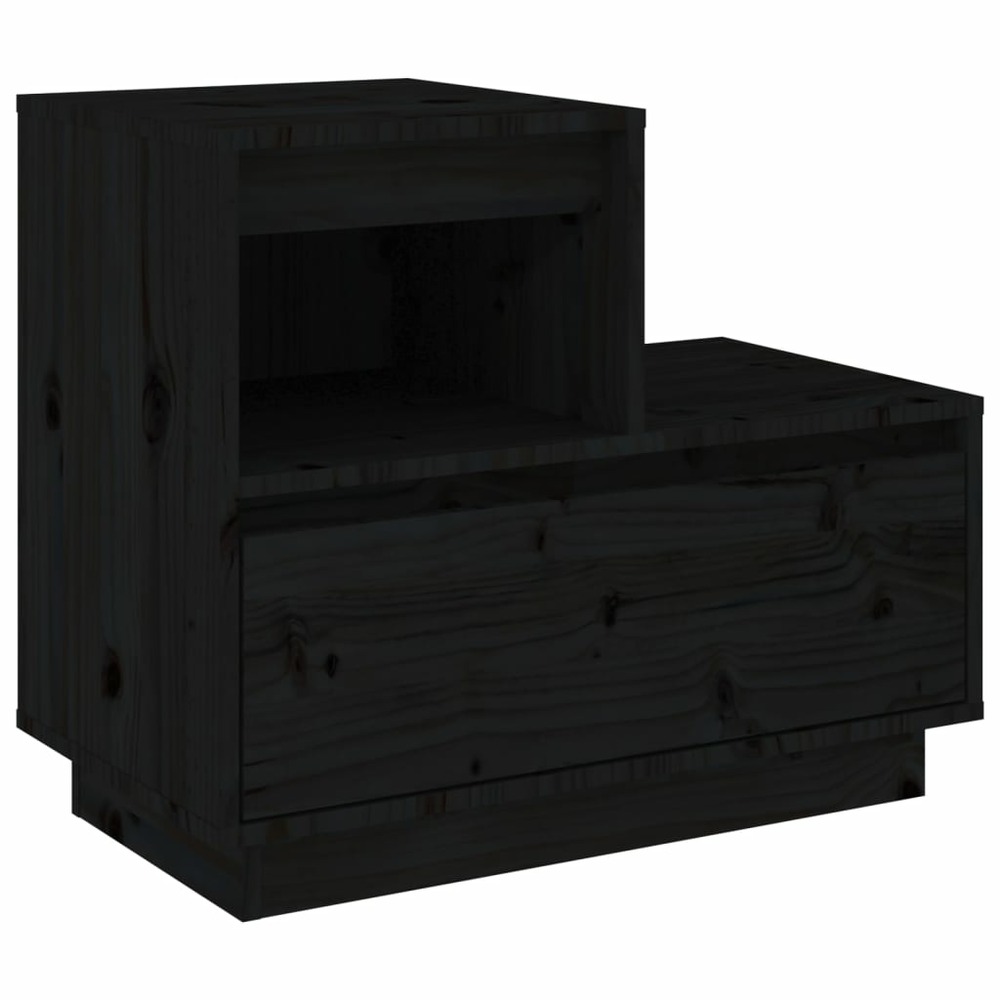 Table de chevet noir 60x34x51 cm bois de pin solide