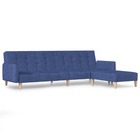 Canapé-lit à 2 places avec repose-pied bleu tissu