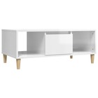 Table basse blanc brillant 90x50x36,5 cm bois d'ingénierie