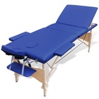 Table de massage pliante en bois 3 zones bleu