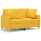 Canapé 2 places avec oreillers et coussins jaune clair 120 cm