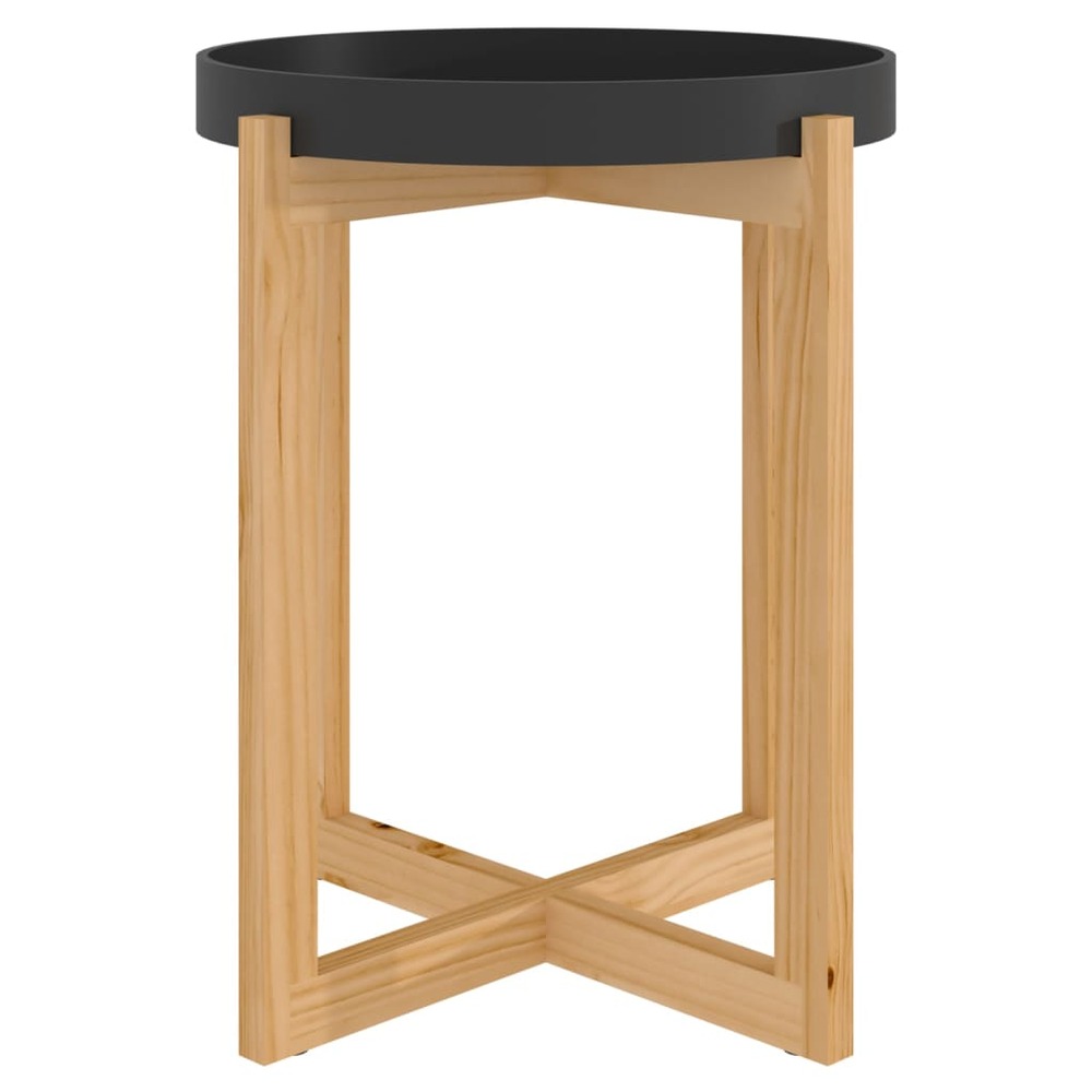 Table basse noir 41x41x48,5 cm bois d'ingénierie et pin massif