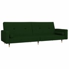 Canapé-lit à 2 places avec deux oreillers vert foncé velours
