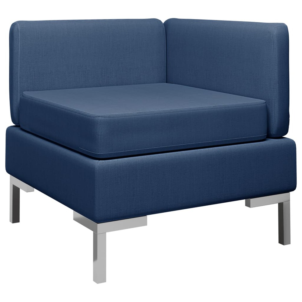 Canapé d'angle sectionnel avec coussin tissu bleu