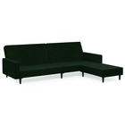 Canapé-lit à 2 places avec repose-pied vert foncé velours