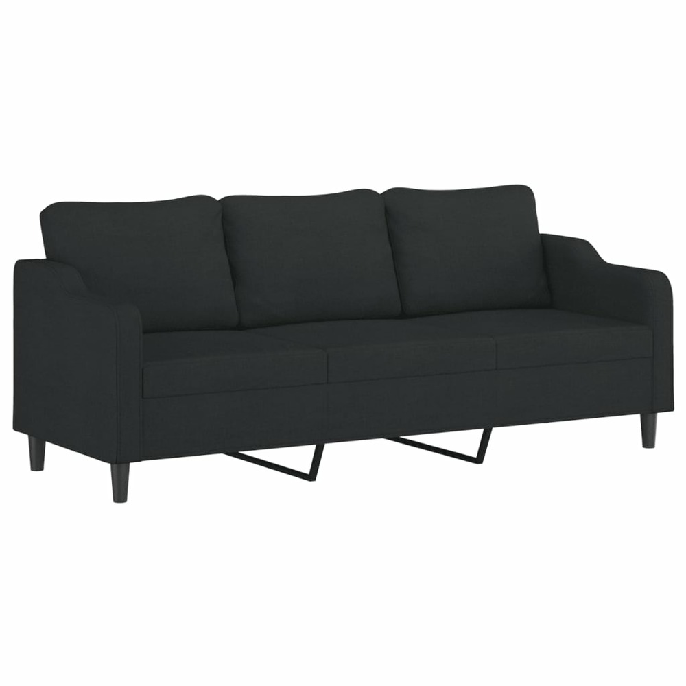 Canapé à 3 places noir 210 cm tissu