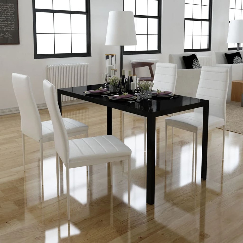 Ensemble de salle à manger 4 chaises+1 table blanc design contemporain