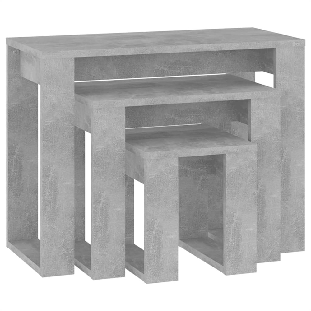 Tables gigognes 3 pcs gris béton bois d'ingénierie