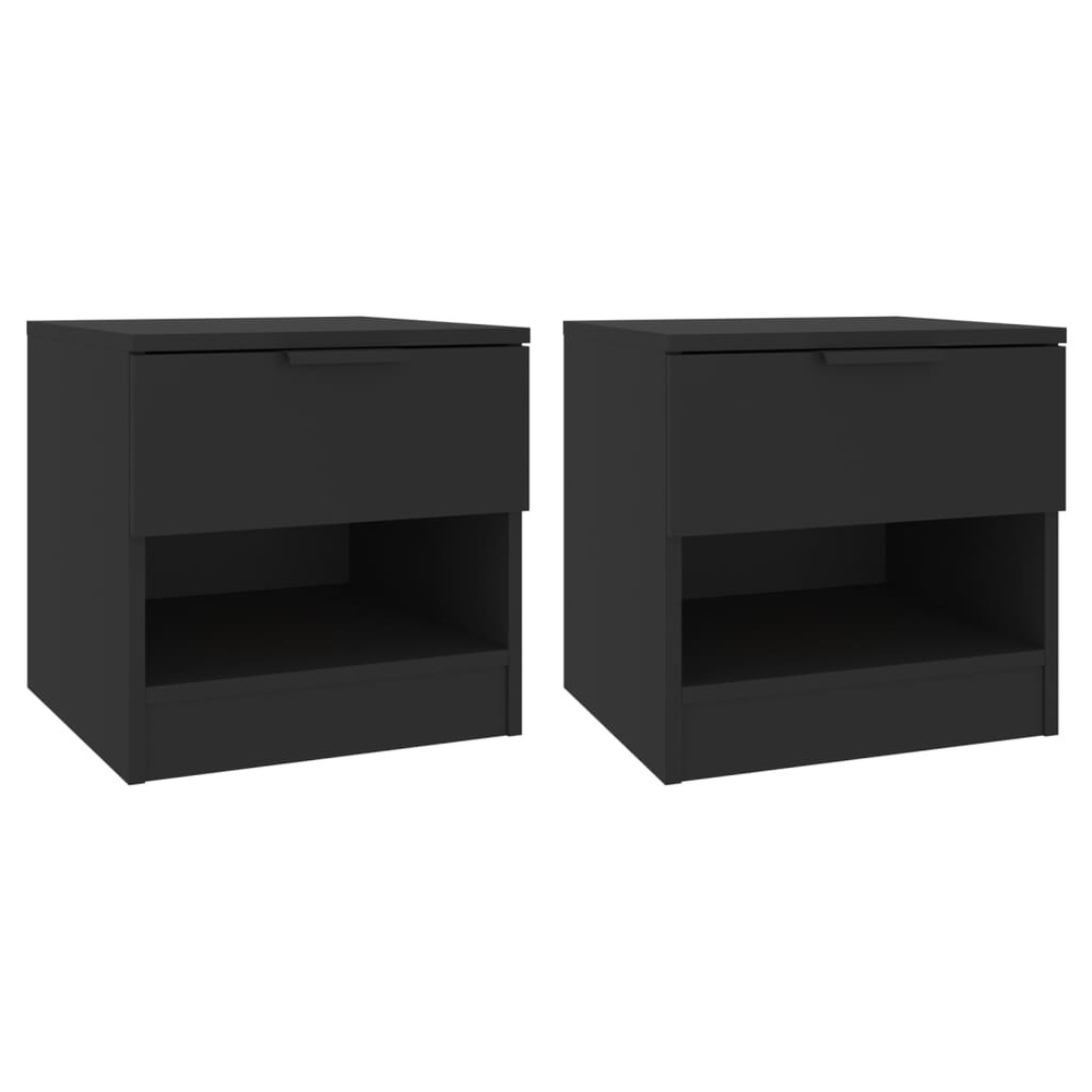 Tables de chevet 2 pcs noir bois d'ingénierie