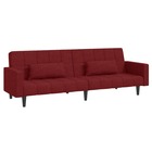 Canapé-lit à 2 places avec deux oreillers rouge bordeaux tissu