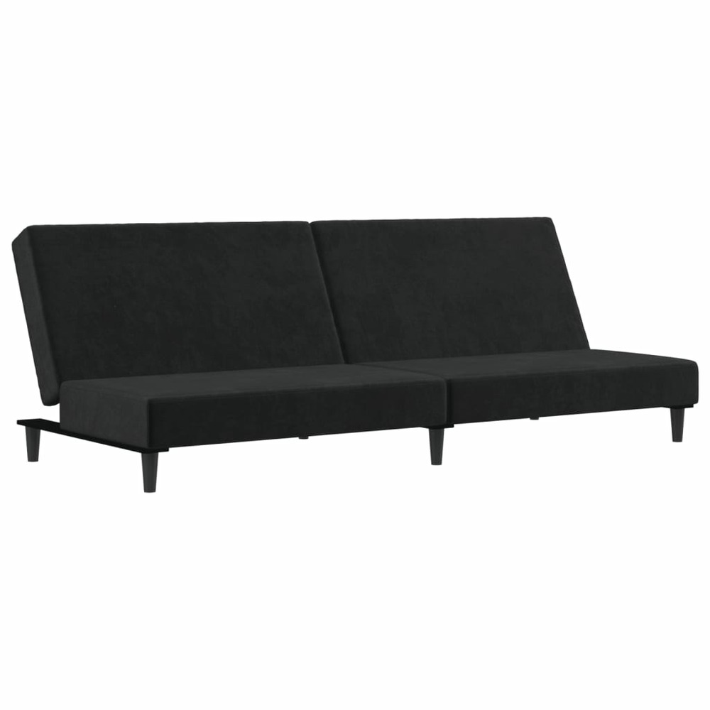 Canapé-lit à 2 places noir velours