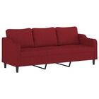 Canapé à 3 places rouge bordeaux 210 cm tissu