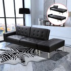 Canapé-lit réglable cuir synthétique noir