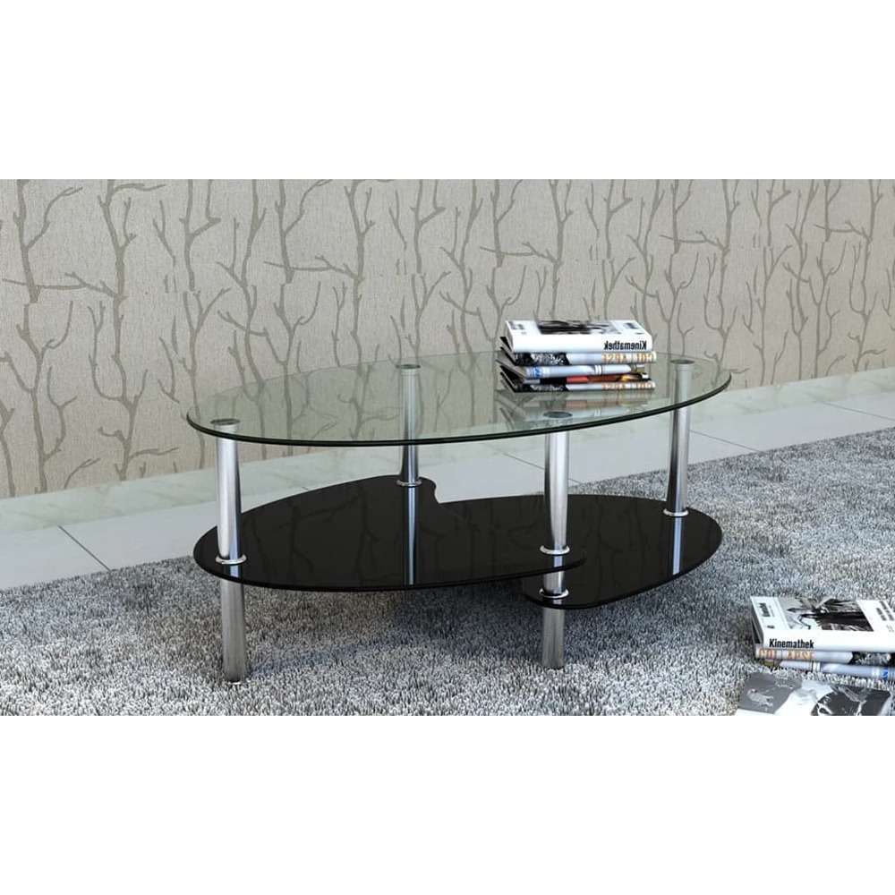 Table basse ovale transparente noire