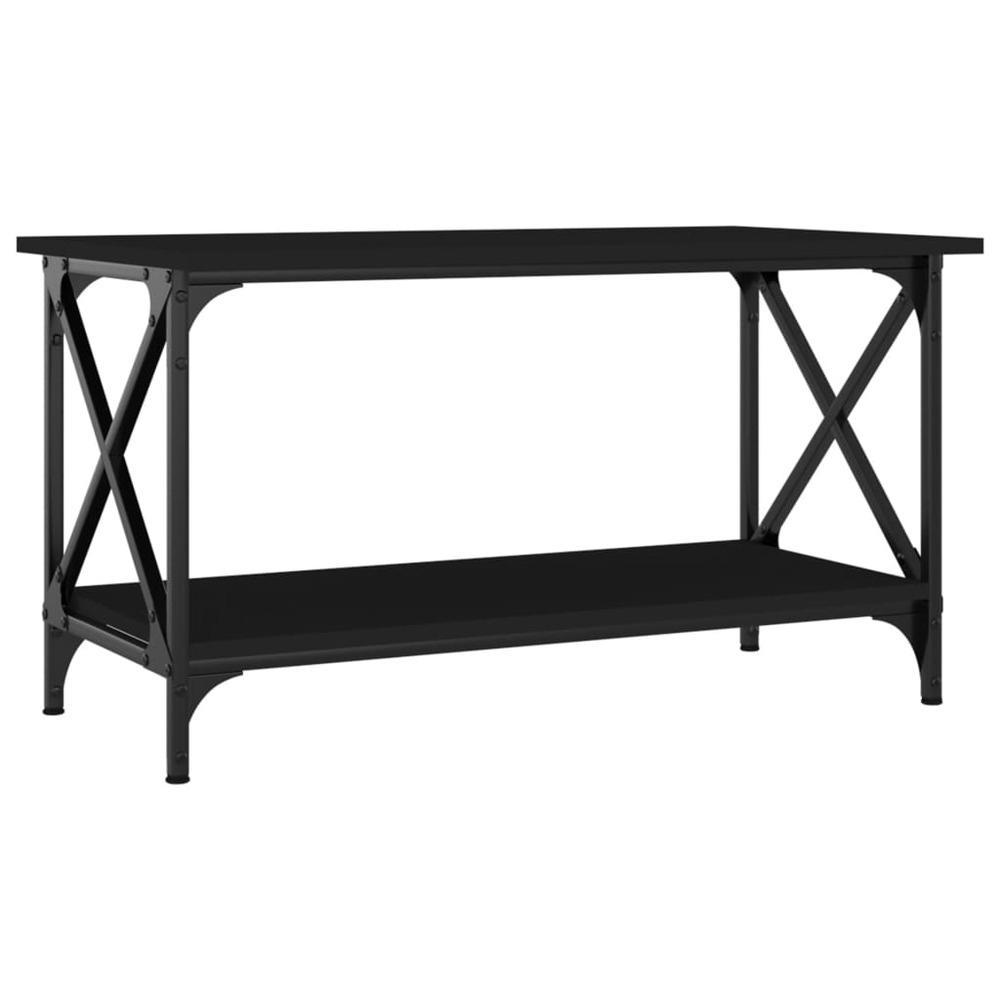 Table basse noir 80x45x45 cm bois d'ingénierie et fer