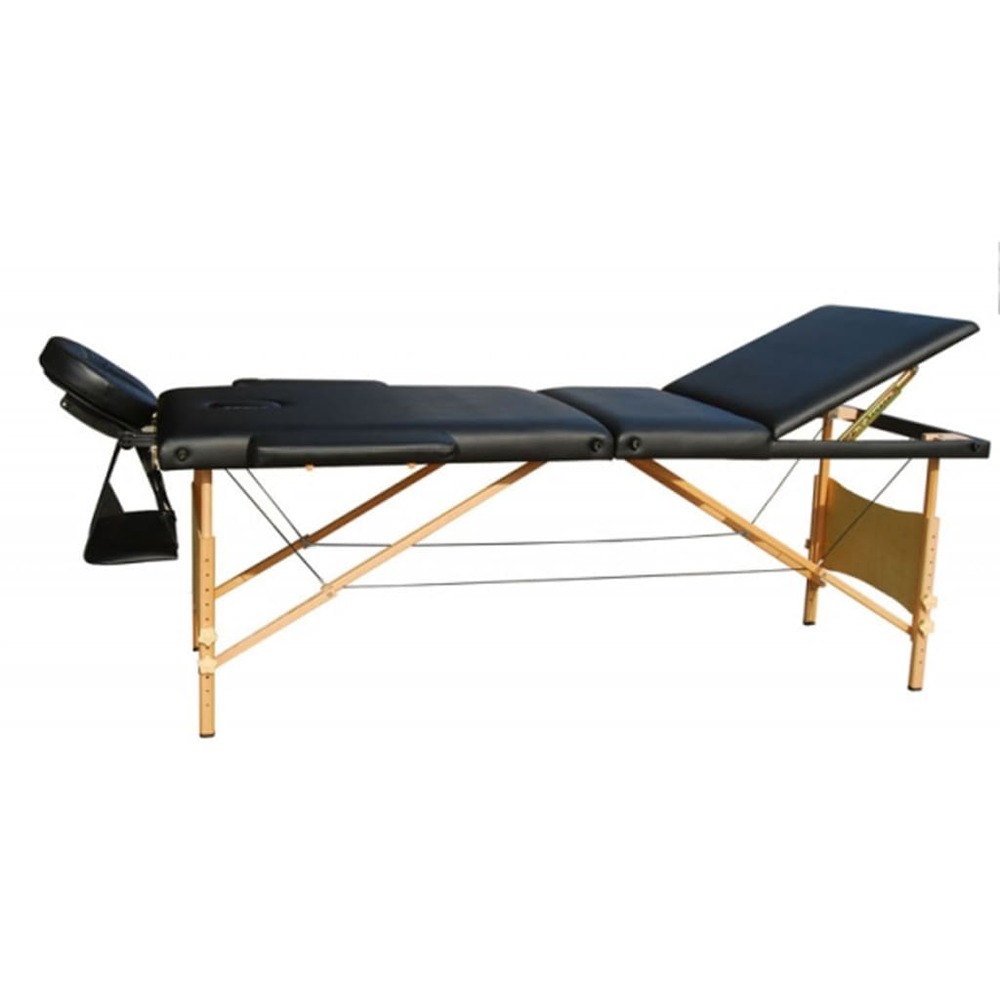 Table de massage pliante bois 3 zones noire