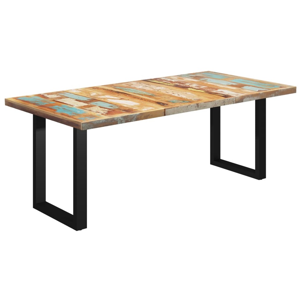 Table à dîner à pieds en o 200x100x77 cm bois de récupération