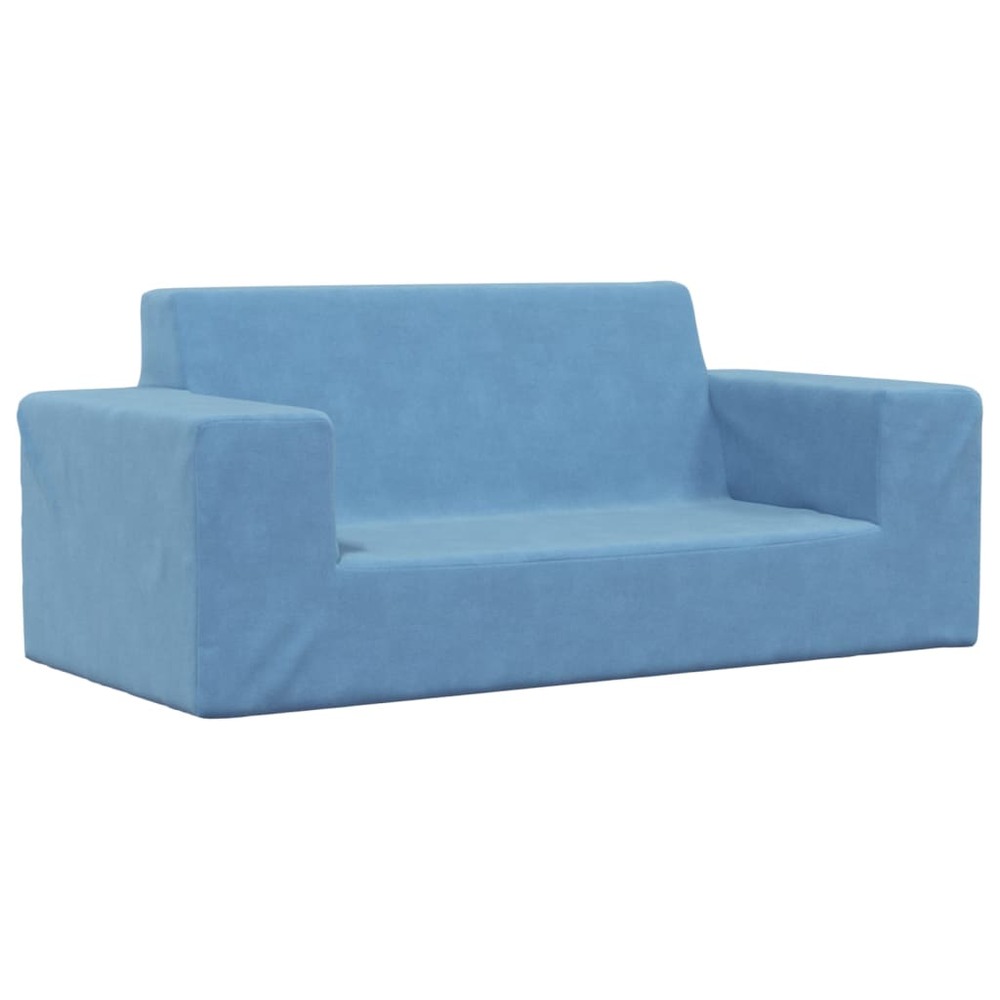 Canapé pour enfants à 2 places bleu peluche douce