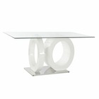Table de salle à manger dkd home decor verre transparent blanc bois mdf (160 x 90 x 75 cm)