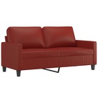 Canapé à 2 places rouge bordeaux 140 cm similicuir
