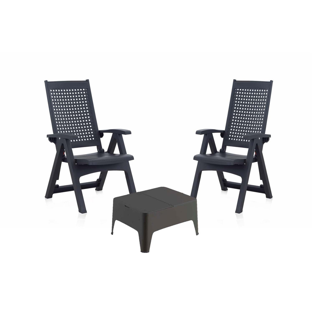 Table alaska et 2 fauteuils multipositions alaska