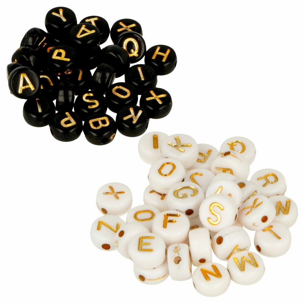600 perles alphabet blanc/ noir