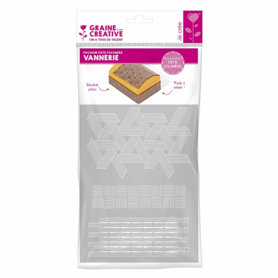 Pochoir pâte polymère vannerie 15,3 x 11,4 cm