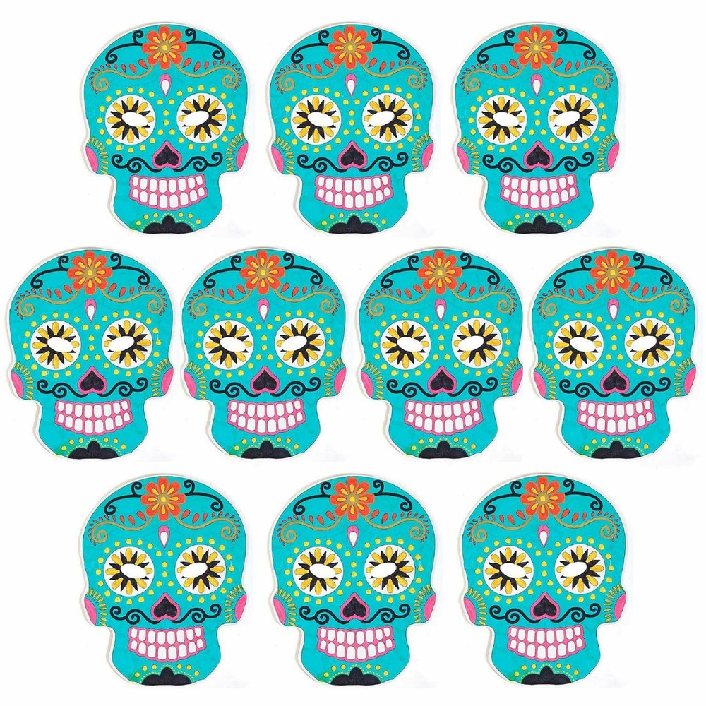 60 masques plats en carton à colorier - calavera mexicaine