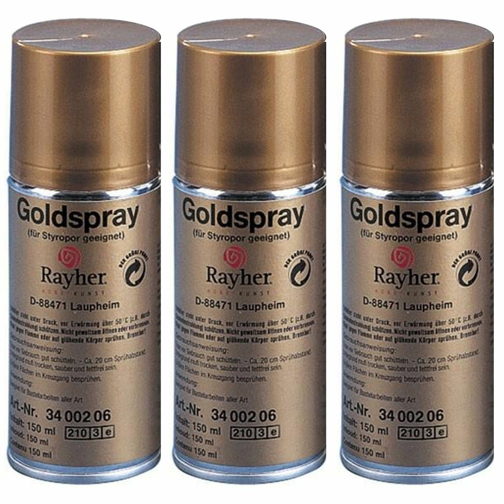 3 sprays dorés pour polystyrène 150 ml