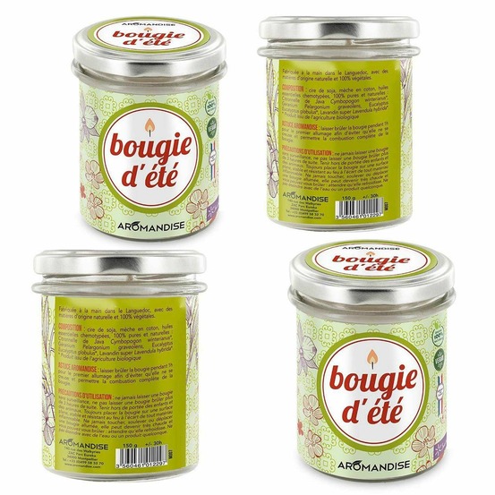 4 bougies d'été - citronnelle & géranium - 30h