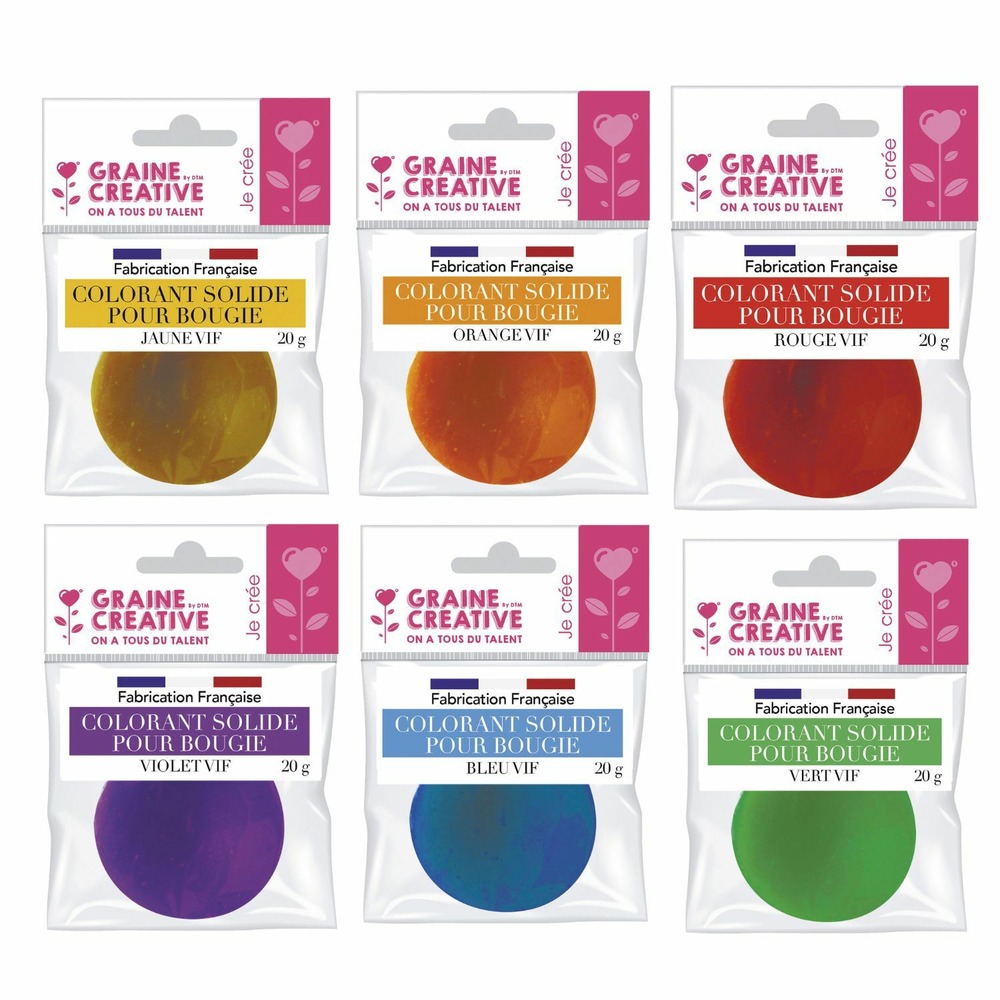 6 colorants solides pour bougie 20 g