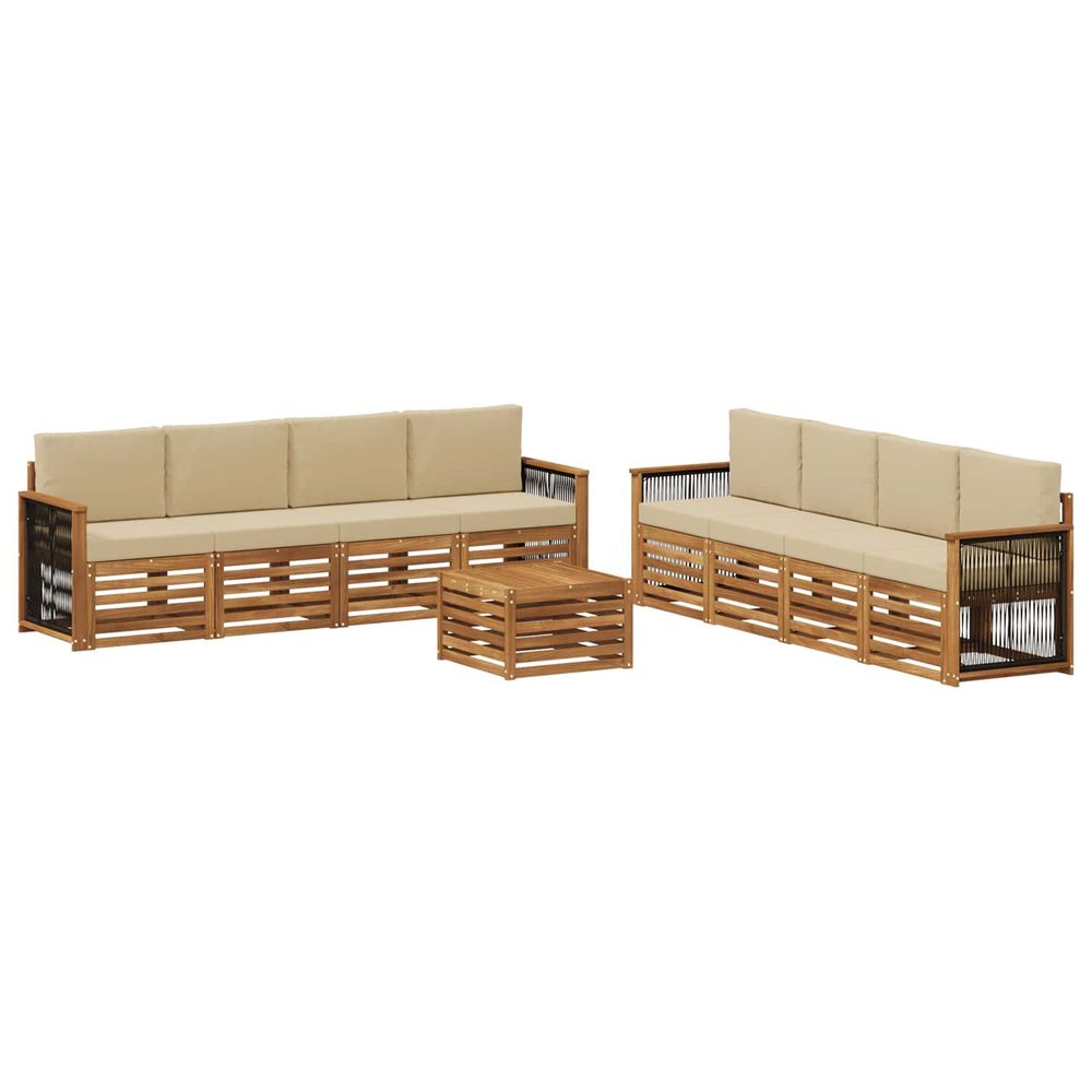 Ensemble de canapés d'extérieur 9 pc naturel et beige