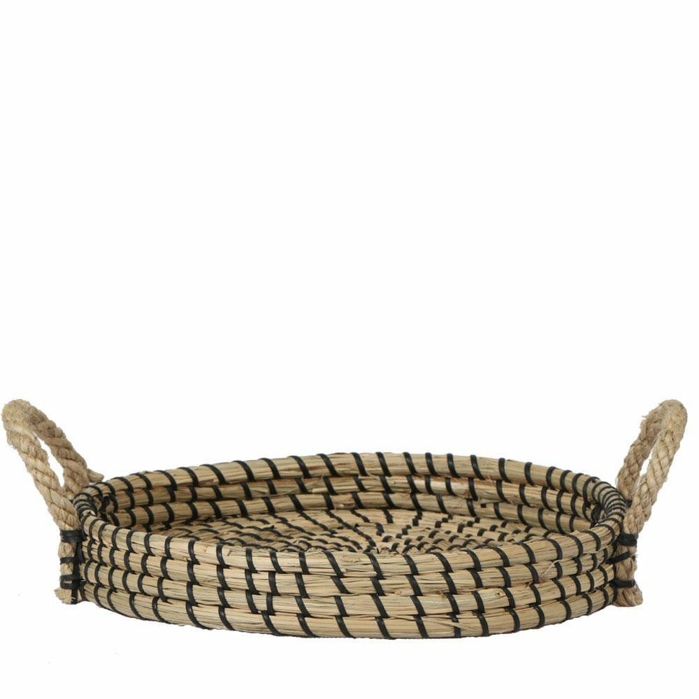 Plateau tressé noir - accessoire maison