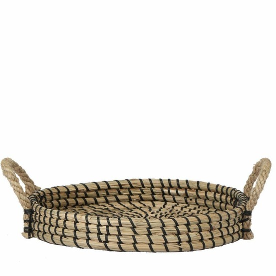 Plateau tressé noir - accessoire maison