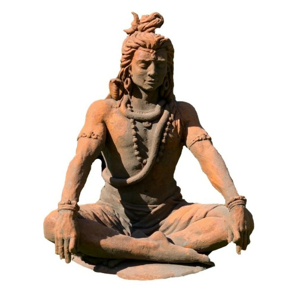 Statue jardin shiva assis 90 cm - gris 90 cm