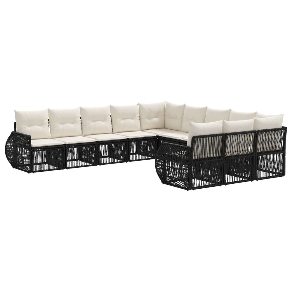 Ensemble de canapé de jardin 11 pc noir et blanc crème