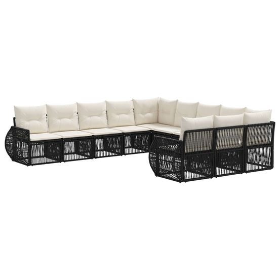 Ensemble de canapé de jardin 11 pc noir et blanc crème