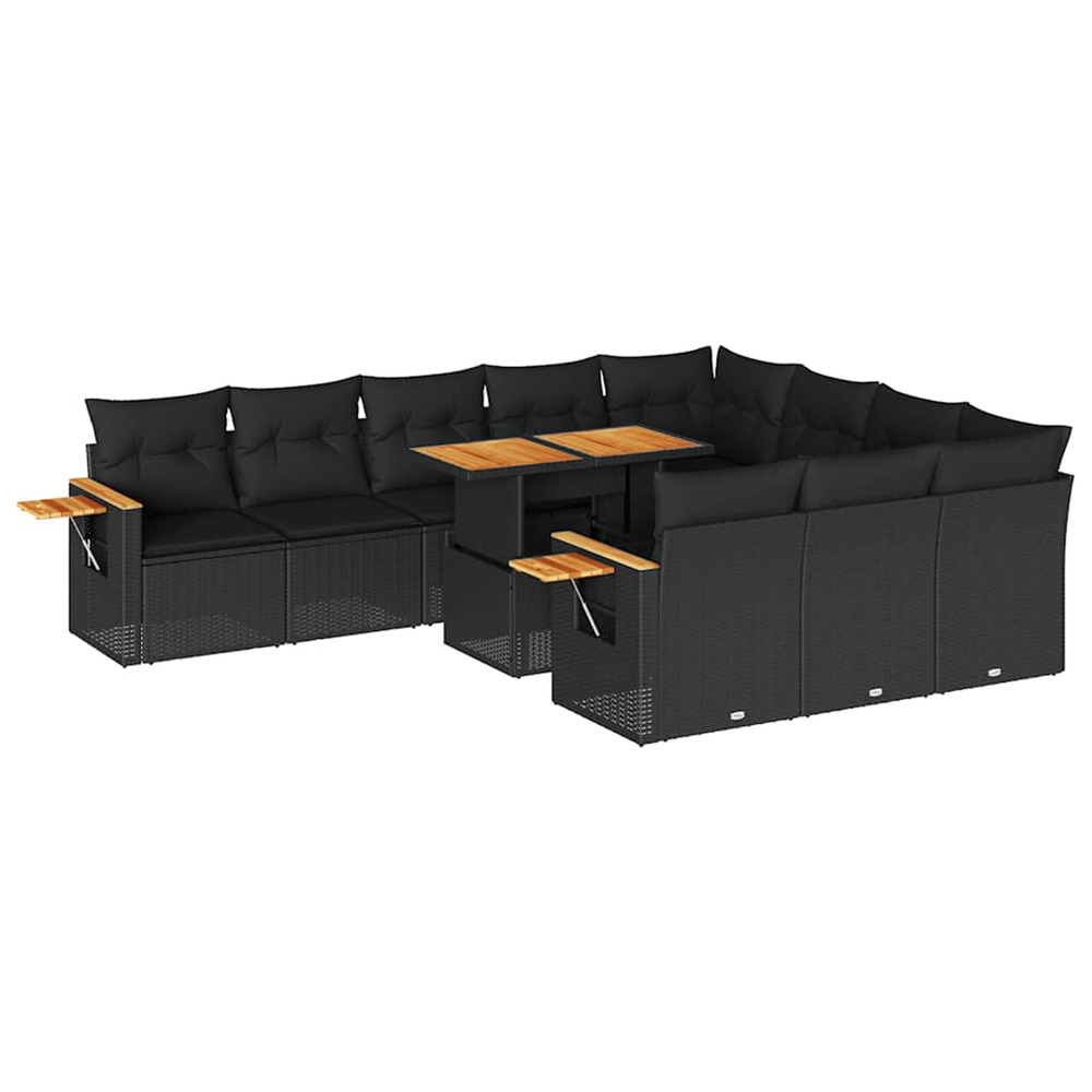 Ensemble de canapés de jardin 11 pcs et coussins rotin acacia
