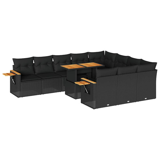 Ensemble de canapés de jardin 11 pcs et coussins rotin acacia