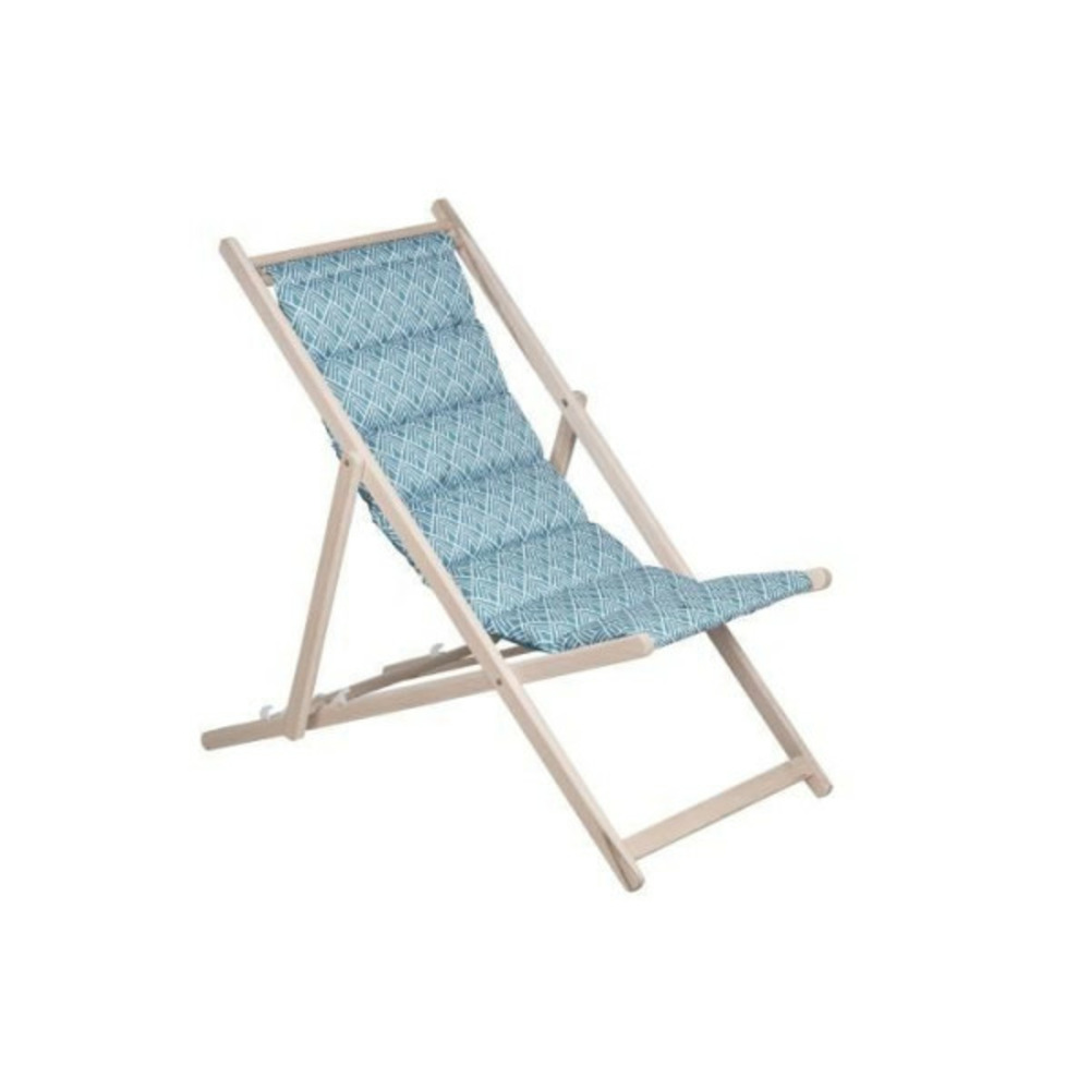 Transat chilienne matelassée danemark blue structure en bois massif