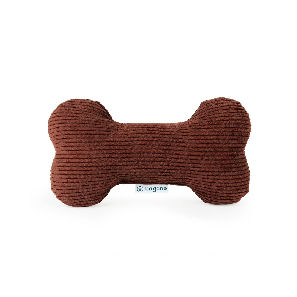 Bastille - jouet os pour chien en velours côtelé upcyclé rouille, 20x12x6cm