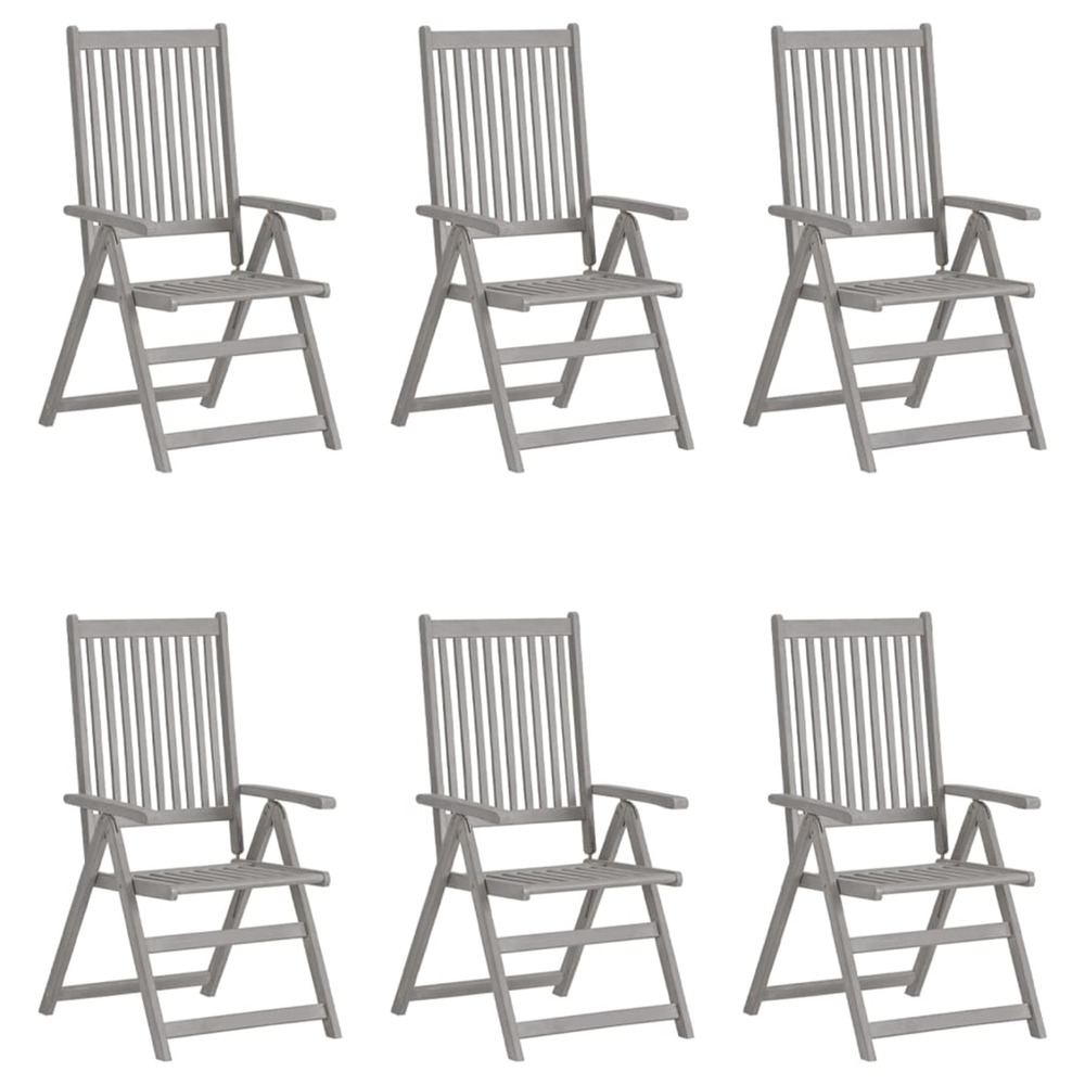 Chaises inclinables de jardin lot de 6 gris bois solide acacia
