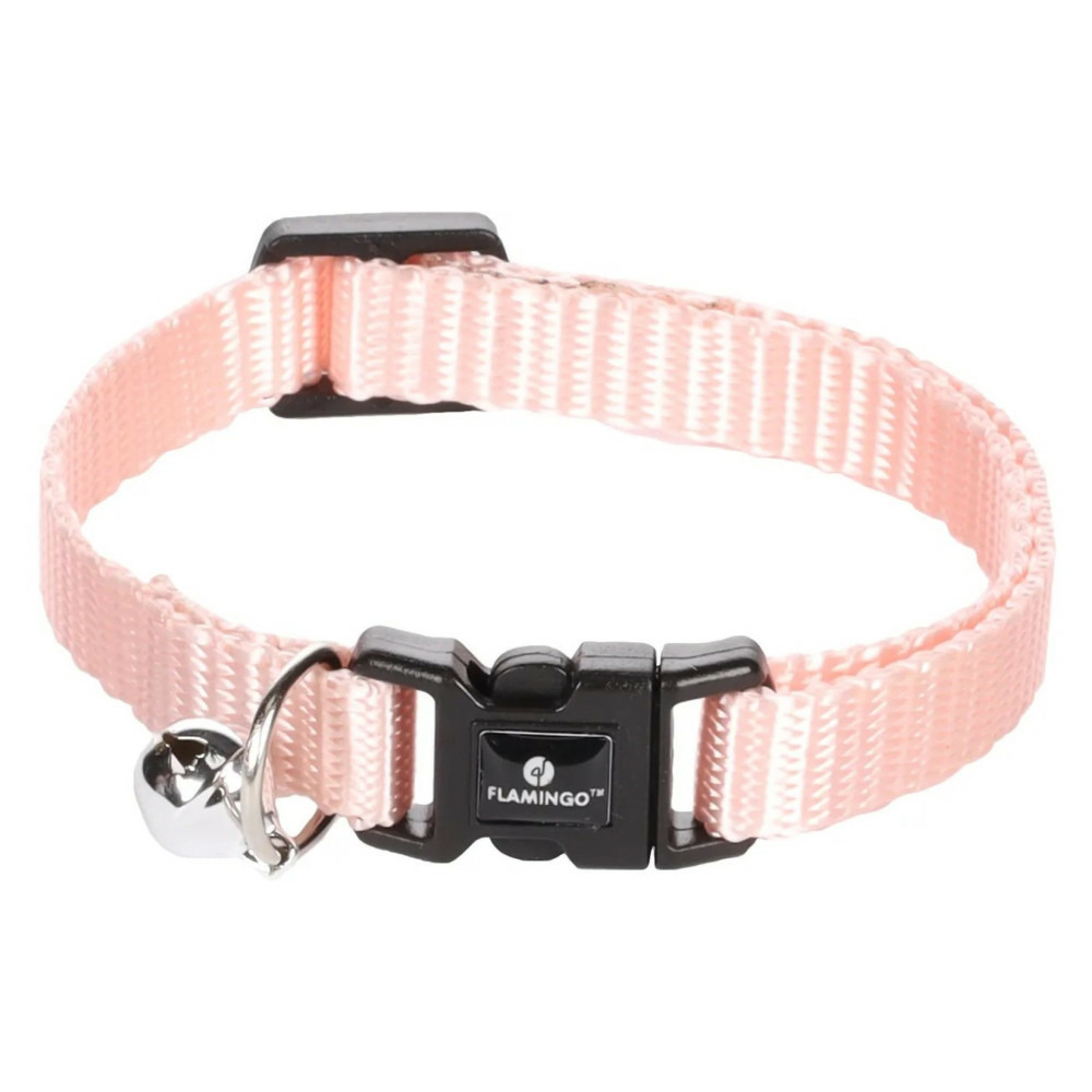 Collier réglable de 19 à 30 cm rose clair avec clochette pour chat