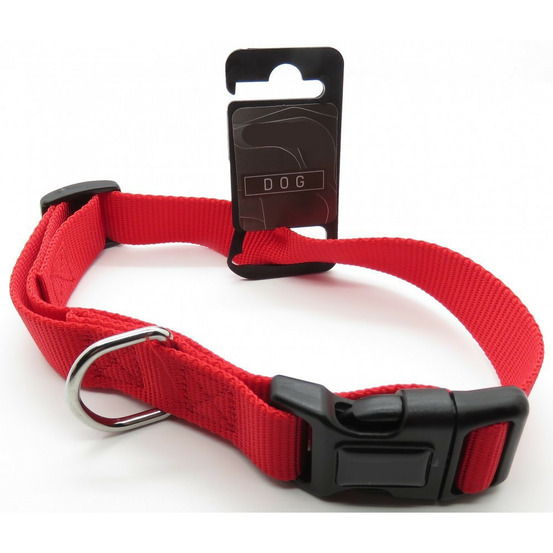 Collier nylon, 50 - 60 cm, 25 mm, rouge, pour chien.