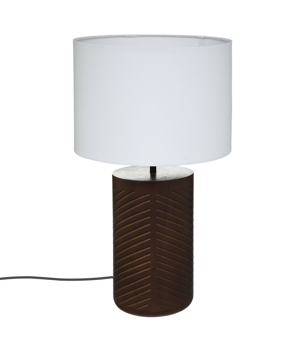 Lampe à  poser en bois de pin et abat-jour blanc h 48 cm