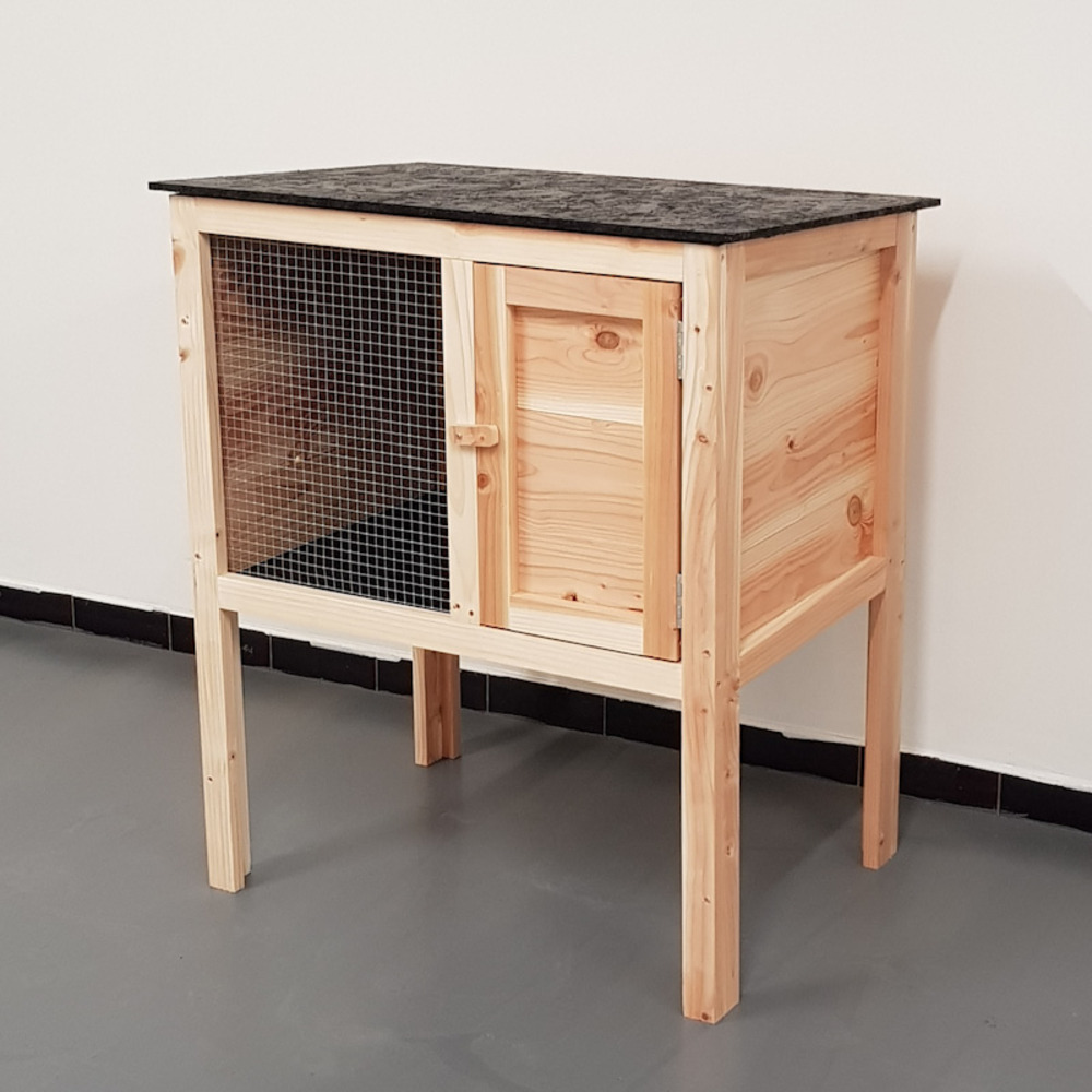 Clapier haut jeannot sur pieds en douglas avec porte 76x56x89,5 cm pour lapin