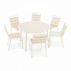 Ensemble table de jardin ronde et 6 chaises en métal ivoire