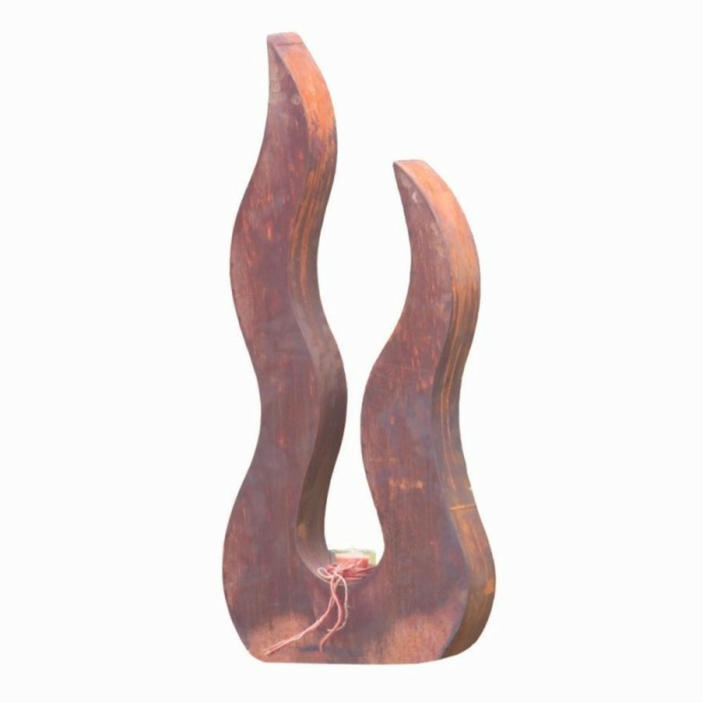 Déco jardin flamme métal rouillé - rouille 115 cm