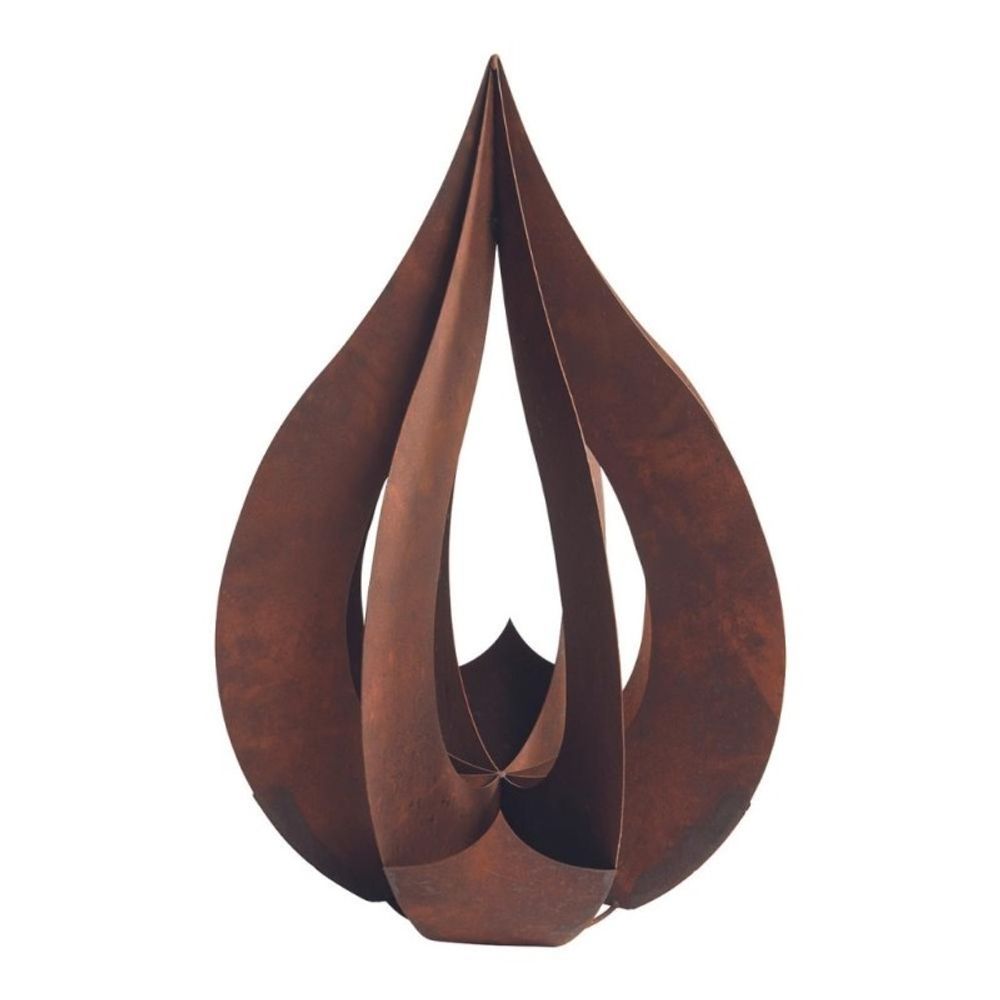 Décoration Jardin Tige Métal Aspect Rouille 116cm - Style Quenouille Pour étang, Massif | Sculpture Extérieure