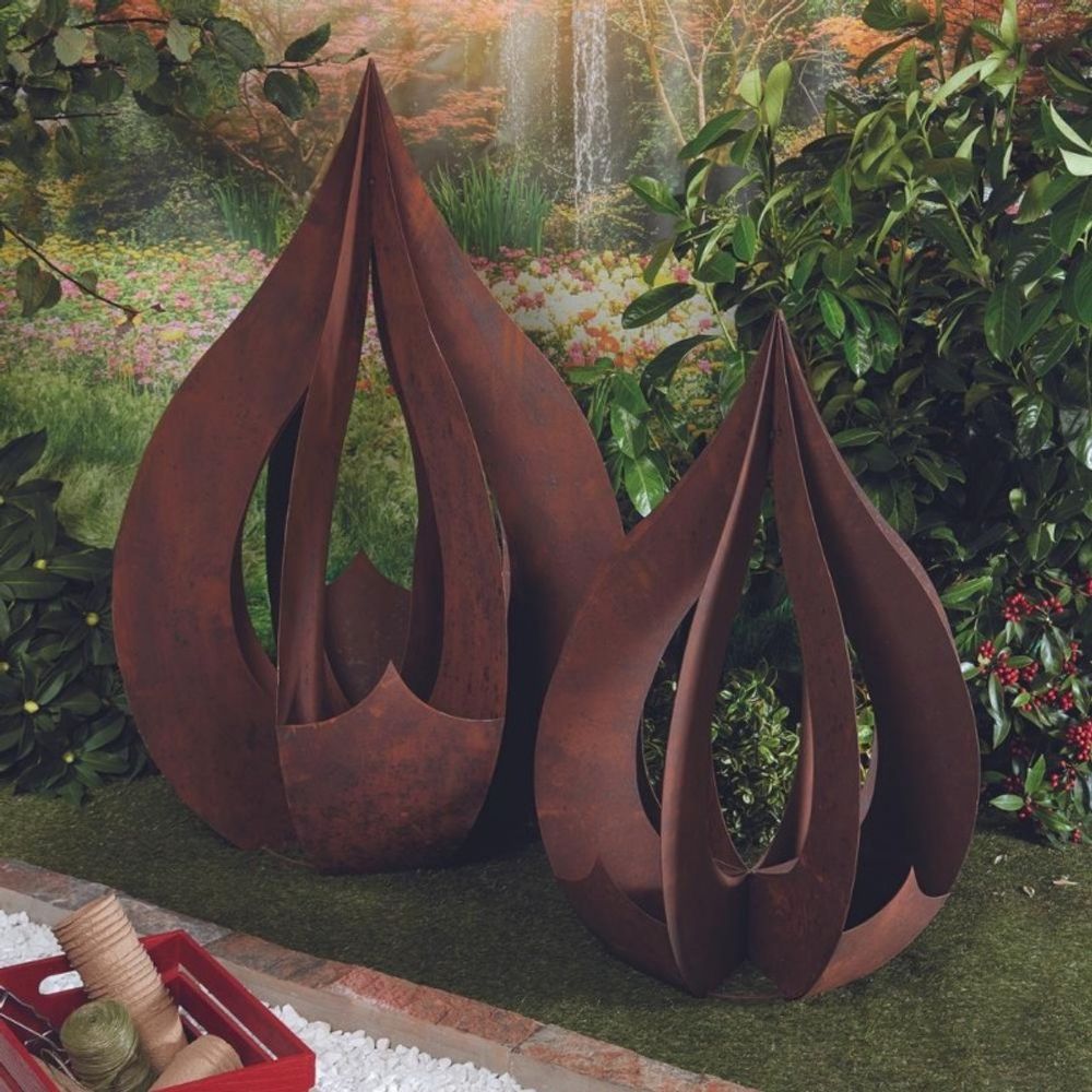 Jardinex Boule Déco Métal Rouillée 30 Cm - Sphère En Acier Corten Pour Jardin Extérieur